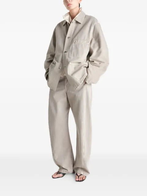 LEMAIRE utility overshirt in snow broken twill