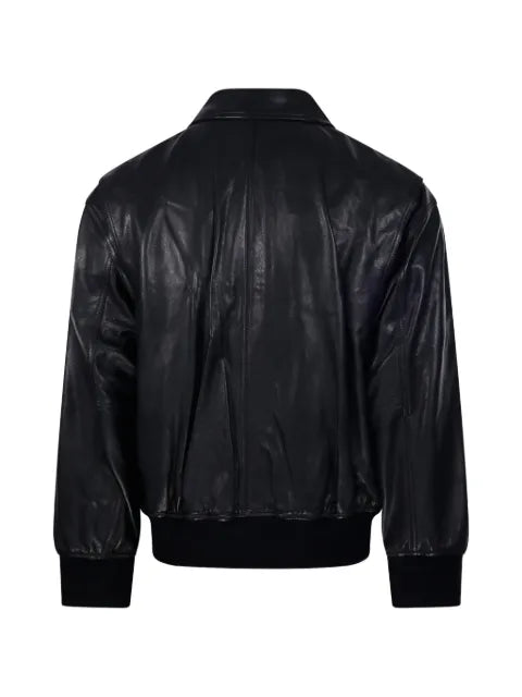 DUNST zip-up panelled leather jacket