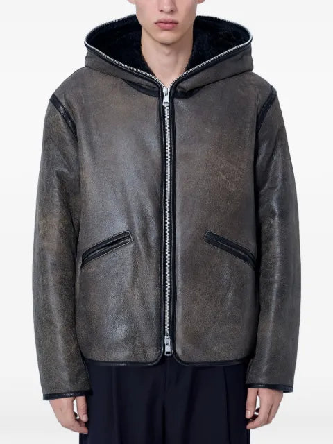 OUR LEGACY hooded zip-up leather jacket