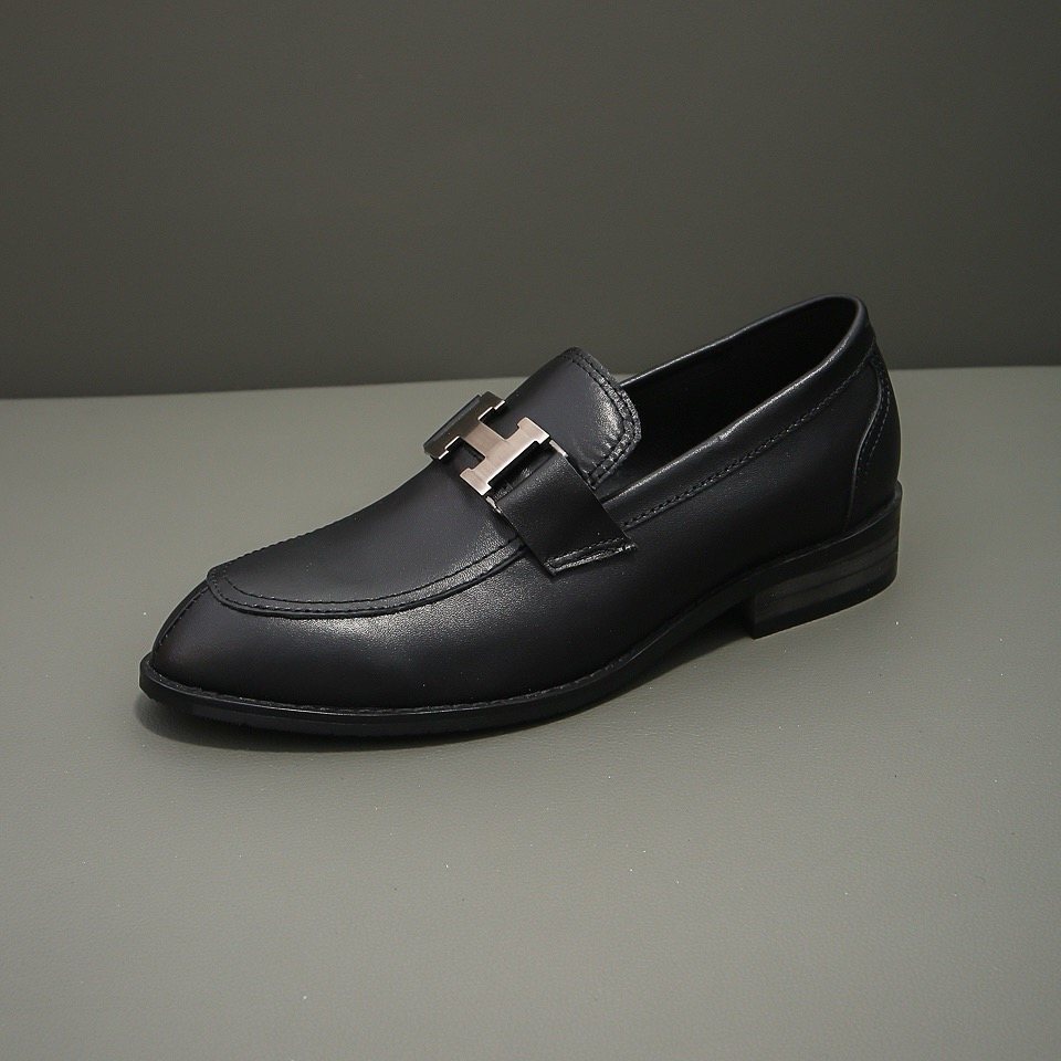 Hermès Black H-Buckle Loafers