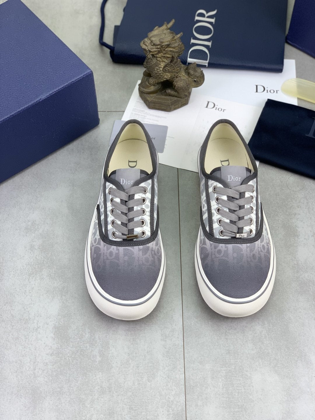 Dior Patterned Low-Top Canvas Sneakers