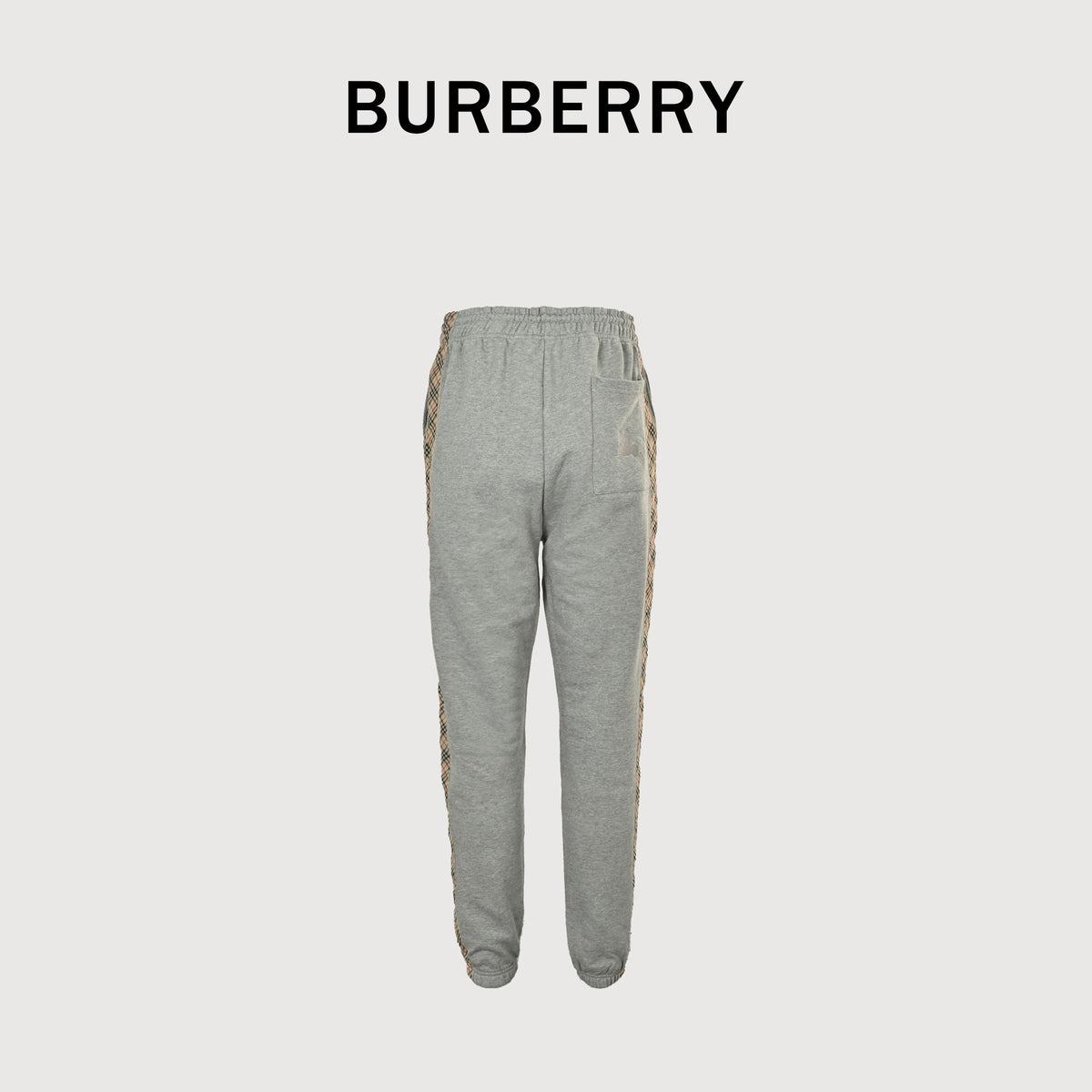 Burberry BBR Side Diamond Check Tape Track Pants — Grey